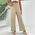 thumbnail image 5 of LEBONYARD Wide Leg Pants for Women Plus Size,Women's Loose High Waist Wide Leg Pants Workout Out Casual Trousers Khaki L, 5 of 7