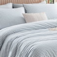 thumbnail image 2 of 3 Pieces Gingham Comforter Set Modern Style Blue Plaid Full Comforter Set 100% Washed Microfiber Boho Comforter Farmhouse Gingham Plaid Bedding Set, 2 of 6