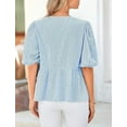 thumbnail image 2 of PRETTYGARDEN Women's Summer Tie Front Striped Shirt Trendy Cute Babydoll Tops Fashion Peplum Puffy Sleeve Blouse, 2 of 9