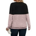 thumbnail image 2 of NISVIYA Plus Size Women Tops Loose Fit Criss Cross V Neck Sweatshirts Cozy Color Block Shirts Winter Long Sleeves Pullover, 2 of 4