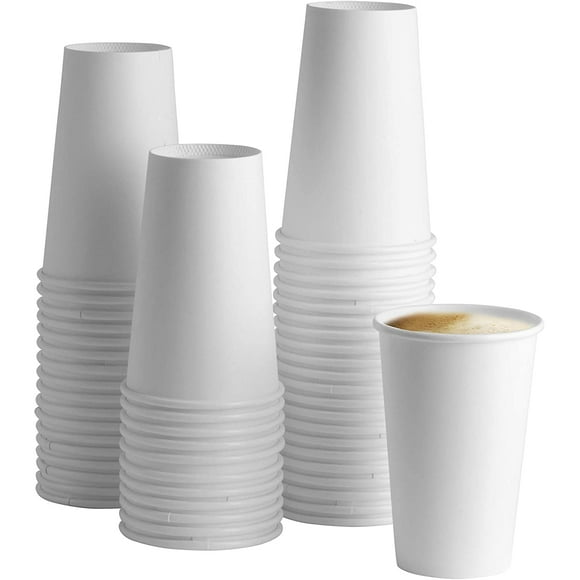 100 Pack Hot Beverage Paper Coffee Cup 12oz, Disposable Paper Coffee Cups, 12oz Snack Paper Cups, Perfect for Parties/Wedding/Home Kitchen (White)
