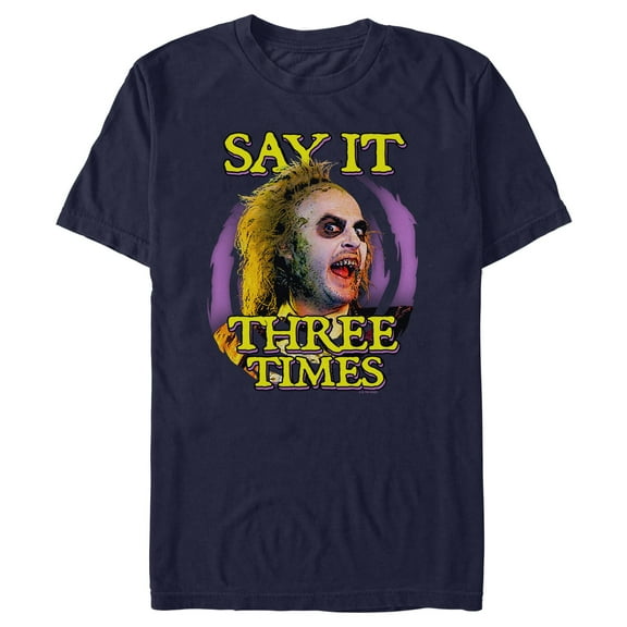 Men's Beetlejuice Say It Three Times Retro Graphic T-Shirt