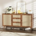 thumbnail image 5 of LUCKYELF Rattan Sideboard Buffets Cabinet, Boho Buffet Sideboard with 3 Drawers and 2 Doors, Kitchen Console Table Storage Cabinet for Living Room, Hallway, Walnut Color, 5 of 8