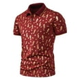 thumbnail image 2 of CEHVOM Fashion Men's Collar Top Stand Collar Print Short Sleeve Button Matching Summer, 2 of 4