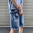 thumbnail image 4 of Pantalones Cortos De Mezclilla Rasgados De Moda Para Hombres, 4 of 8