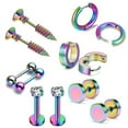 thumbnail image 1 of 12Pcs/set Stainless Steel Ear Studs Unisex Screw Barbell Piercing Earrings Decor, 1 of 5