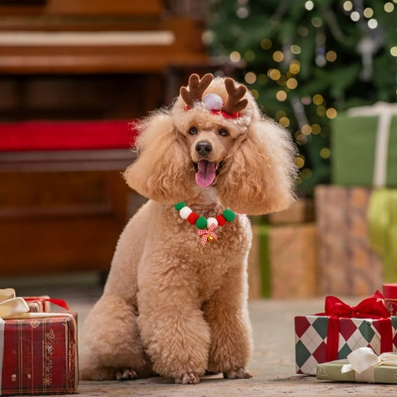 LSLJS Dog Collar With Bows Adjustable Soft Durable 9-12" Breathable Dog Collars for XS Small Medium Large Dogs Christmas Decorations