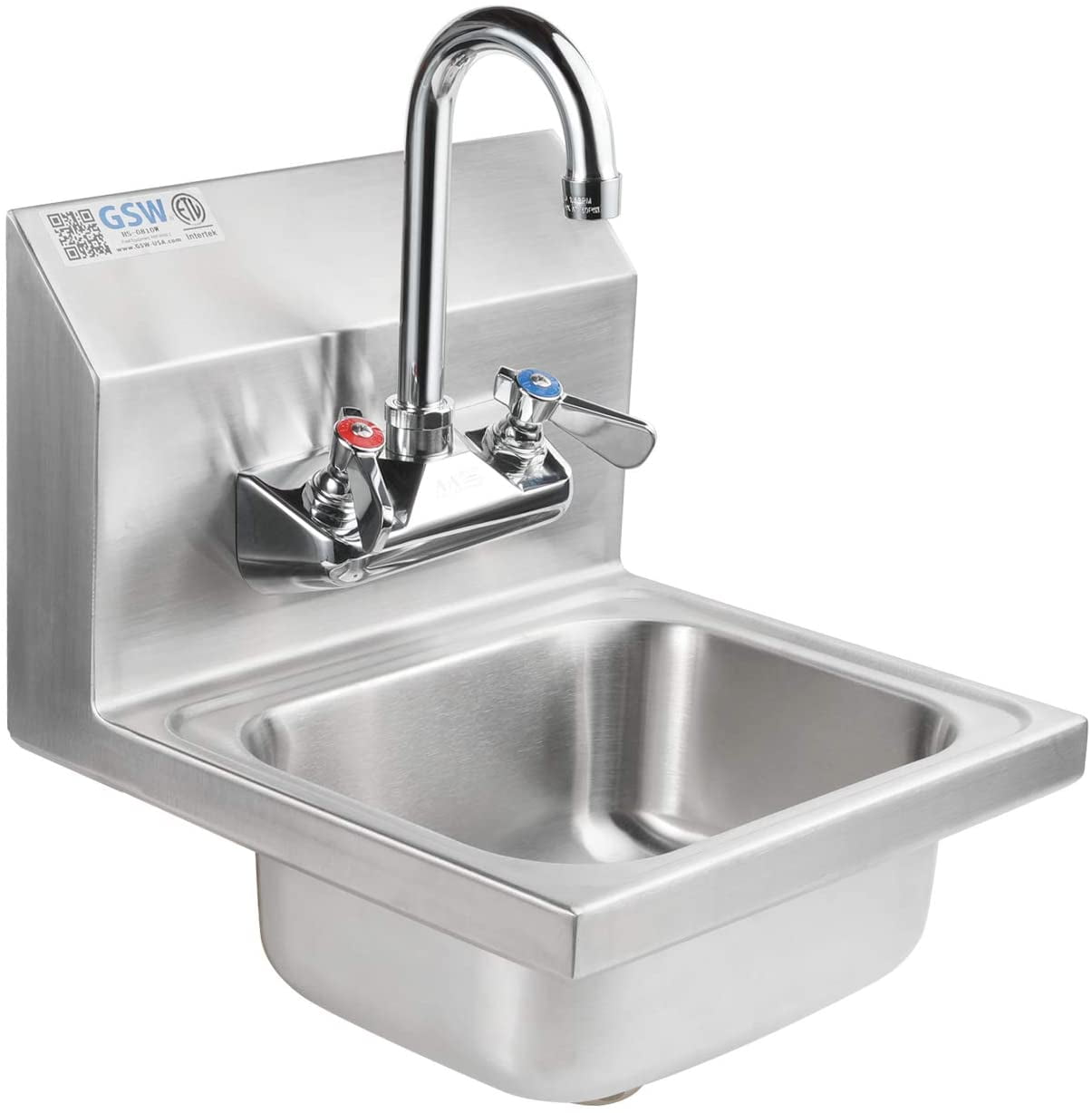 ACE HS0810WG Mini Stainless Steel Wall Mount Hand Sink with Wall Mount No Lead Faucet and