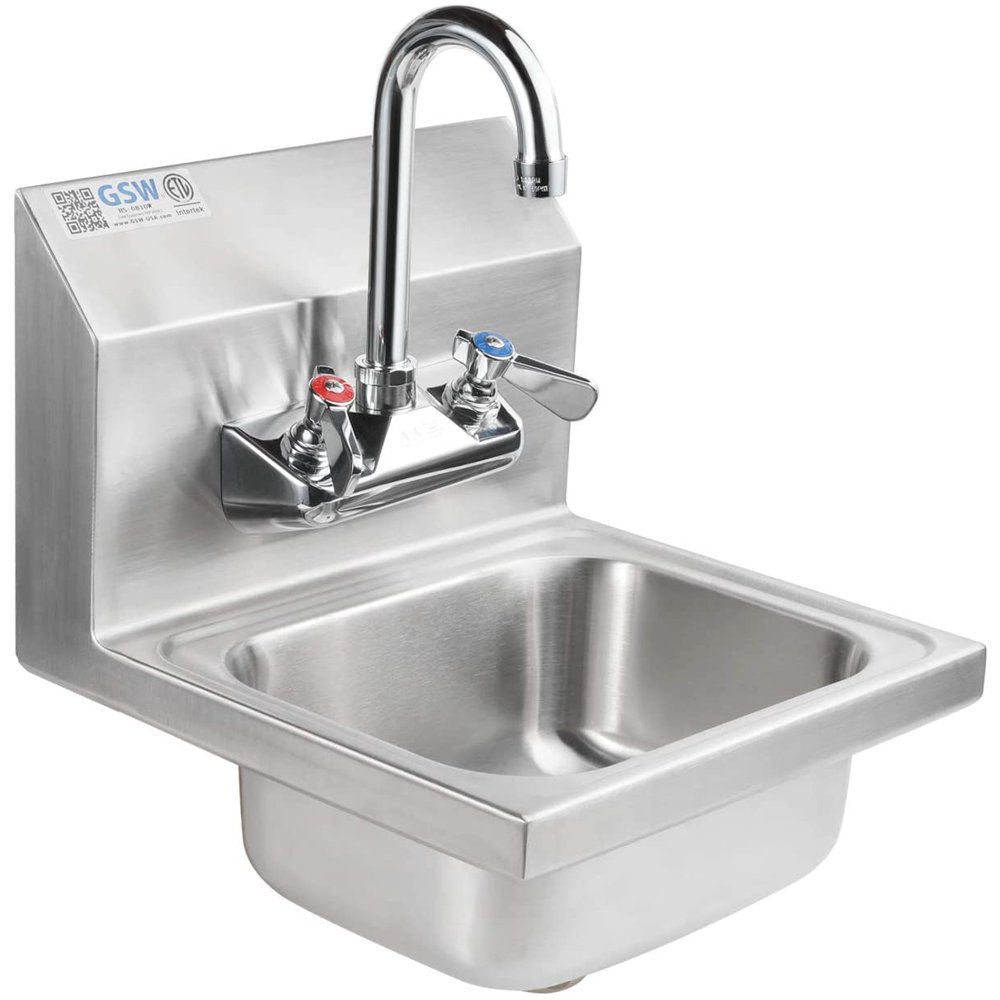 ACE HS-0810WG Mini Stainless Steel Wall Mount Hand Sink with Wall Mount