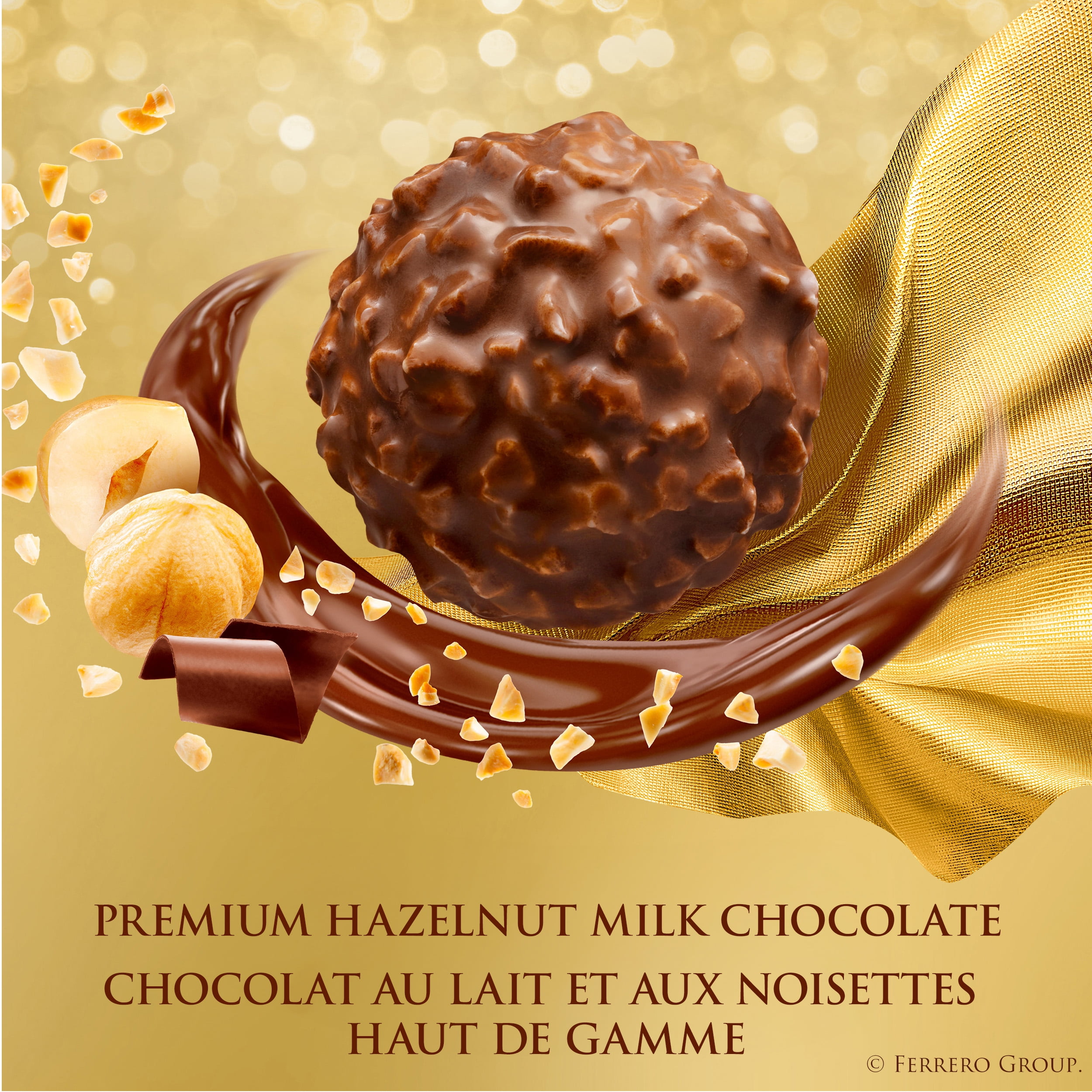 FERRERO ROCHER Fine Hazelnut Milk Chocolate Gift Box, 12 Individually Wrapped Chocolates
