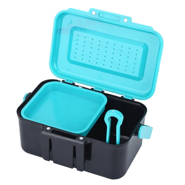 Qiilu Bait Box, Fishing Bait Box,Portable Durable Plastic Fishing Bait Holder Box Worm Earthworm Lure Storage Case with Clip