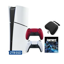 PlayStation 5 Slim Digital 2TB SSD Fortnite Cobalt Star Console with Two Controllers, White and Volcanic Red DualSense and Hard Shell Protective Controller Case - PS5 Slim Digital Console