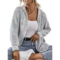 thumbnail image 3 of Women'S Long Sleeve Hooded Drawstring Sweater with Zipper Autumn and Winter Cardigan Jacket Gray XL, 3 of 9