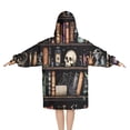 thumbnail image 2 of Black Halloween Skull Book Pattern Blanket Hoodies for Kids 6-13YR Oversize Wearable Blanket Hoodies for Boys Girls Teens, 2 of 7