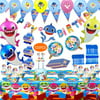 123Pcs Baby Shark Party Decorations Tableware For Your Cute Baby Happy Birthday Decorations Banner Balloons Cake Topper