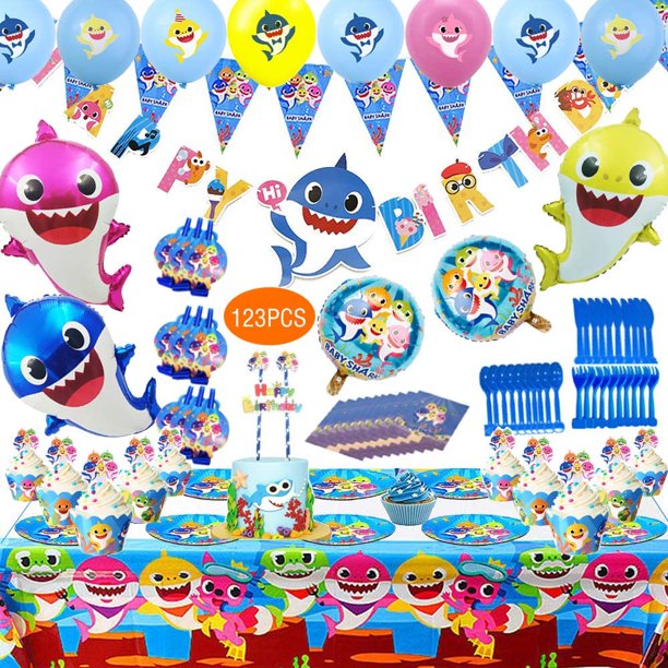 123pcs Baby Shark Party Decorations Tableware For Your Cute Baby Happy Birthday Decorations Banner Balloons Cake Topper Walmart Com Walmart Com 123pcs Baby Shark Party Decorations Tableware For Your Cute Baby Happy Birthday Decorations Banner Balloons Cake Topper Walmart Com Walmart Com
