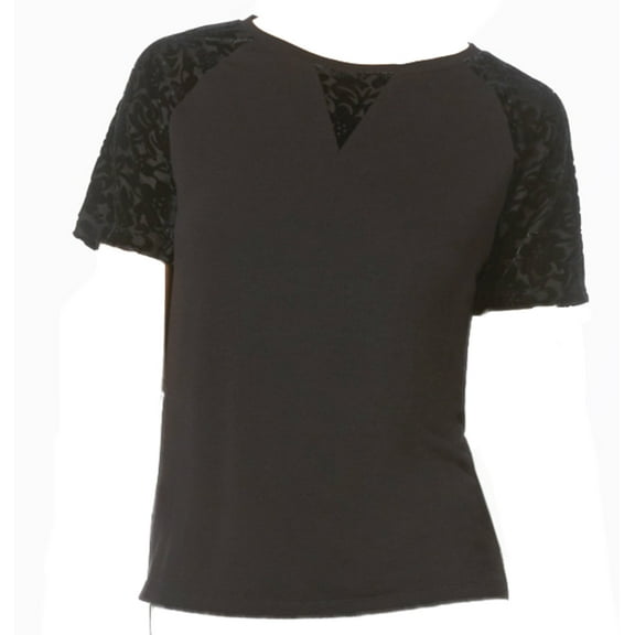 Flora Nikrooz Womens Velvet Burnout Short Sleeve Top