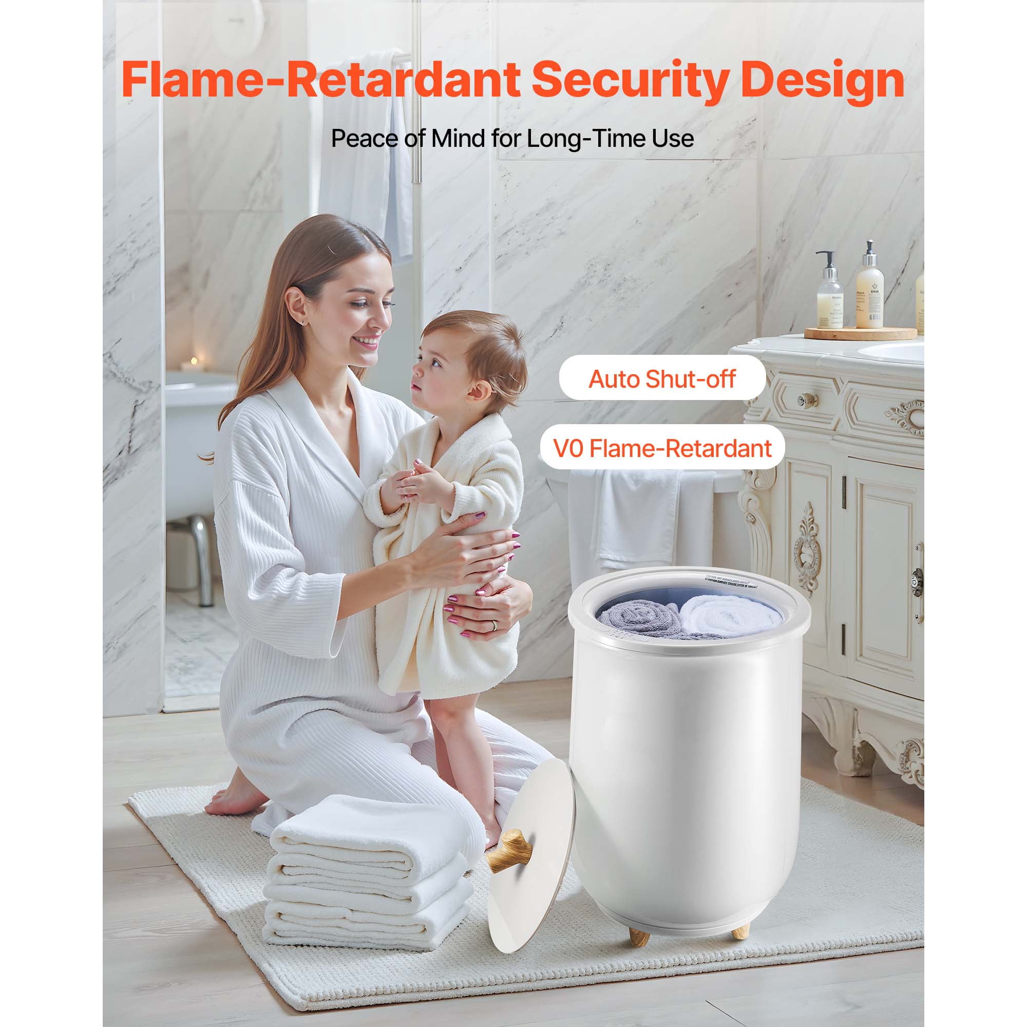 KFFKFF 20L Heated Towel Warmer Bucket with LED Light, Adjustable Timer and Temperature Settings, Large Capacity for Towels and Blankets, Suitable for Bathroom, Spa, Home, Countertop, Gray