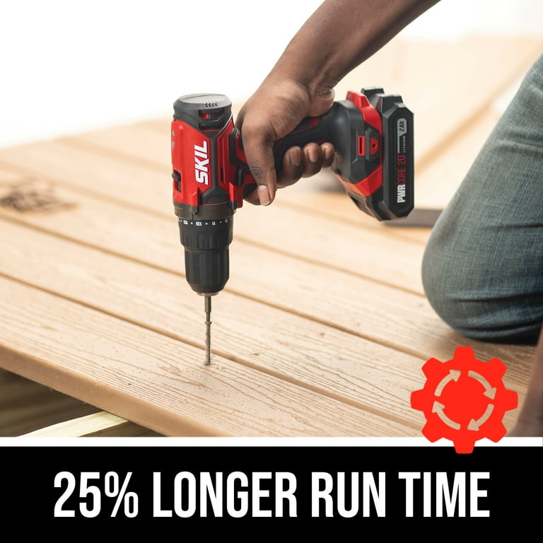 SKIL 20V Cordless Drill Driver Kit 1/2'' Chuck, Battery and