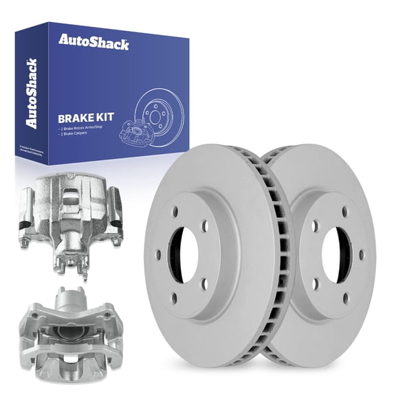 AutoShack 10.87" (276 mm) Front Vented Brake Rotors Coated   Calipers | Replacement for 2007-2010 Dodge Caliber | 4-PC Brake Kit | ArmorStop
