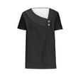 thumbnail image 4 of Women's Tops Casual Loose Fit Cotton Crop Tops Loose Fit Cute Tshirts Shirts Boho Peasant Blouses Short Sleeve, 4 of 5