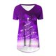 thumbnail image 4 of Camiseta Impresa con Cuello en V de Manga de Raglan de la Parte Trasera Larga Delantera Corta de las Mujeres de Navidad, Vacaciones Informales, 4 of 6