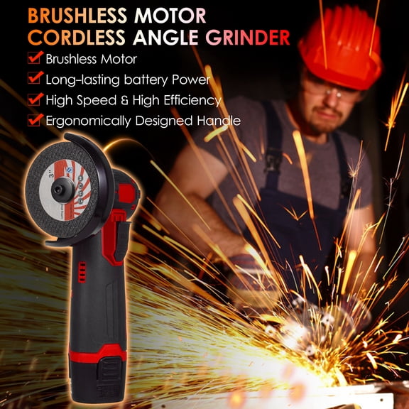 Grinding Mini Cordless Brush Angle Grinder Kit, Grinding Disc 3/76mm, 19500rpm Electric Grinding Tool With 1 PCS 12V1500mAh Batteries & 2PCS Cutting Discs