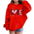 thumbnail image 1 of Sudadera con capucha y estampado de corazón de San Valentín, sudadera de manga larga para niños y niñas, chaqueta para niñas de talla mediana y grande., 1 of 7