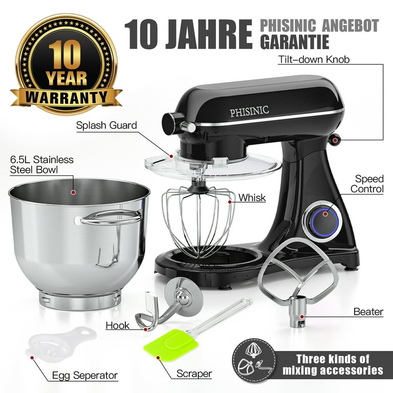 PHISINIC Stand Mixer, 800W Kitchen Appliance, 6.5 Quart