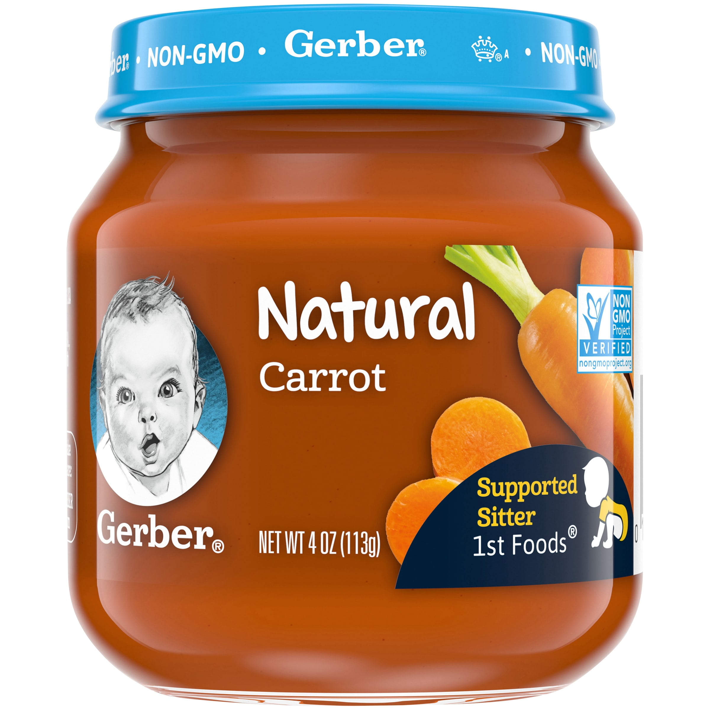 Gerber 1st Foods Natural Carrot Baby Food, 4 oz Jar - Walmart.com