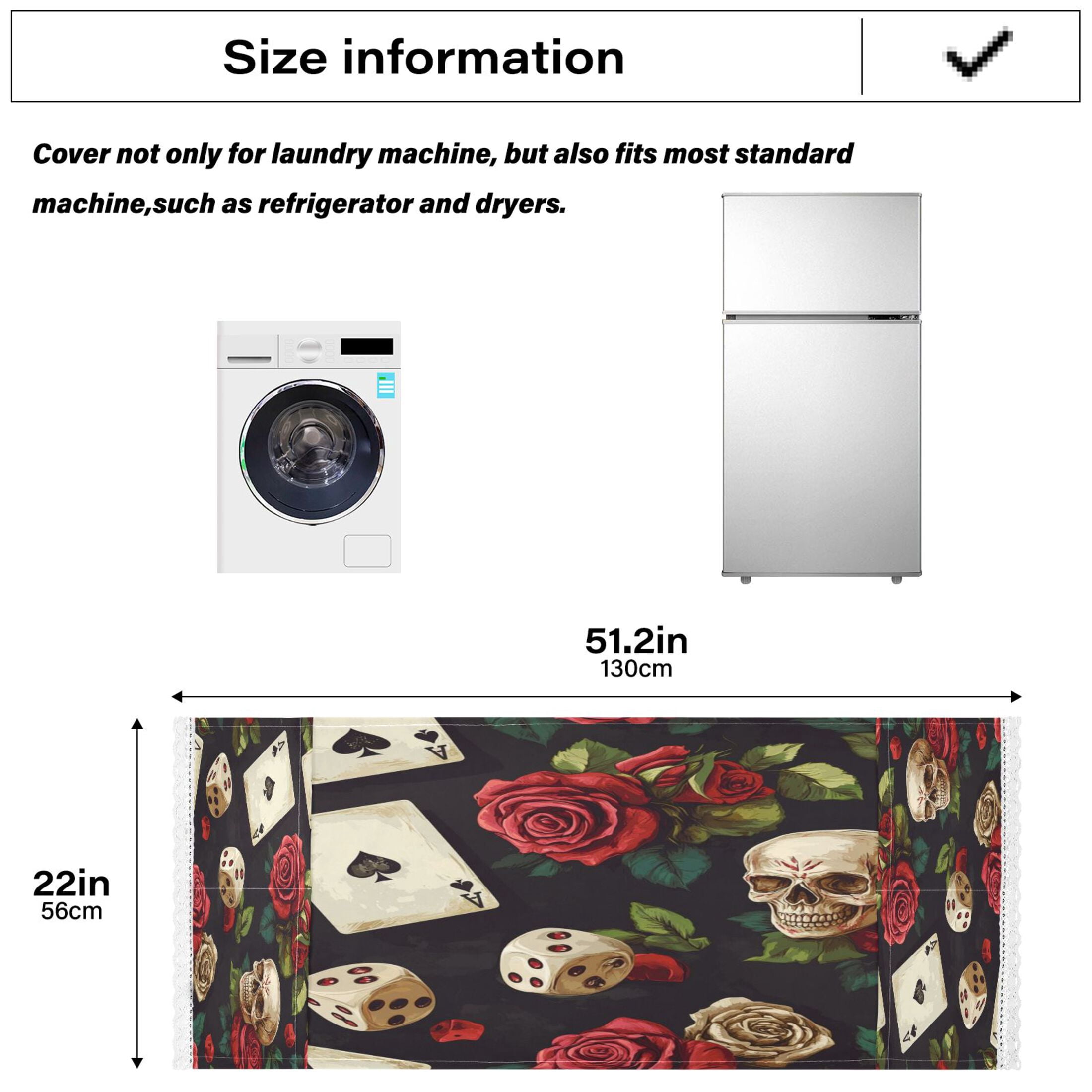 WOBOGO Poker Collides with Skulls Washing Machine Cloth Dryer Refrigerator Top Cover Protective Non-Slip Mat For Kitchen Laundry