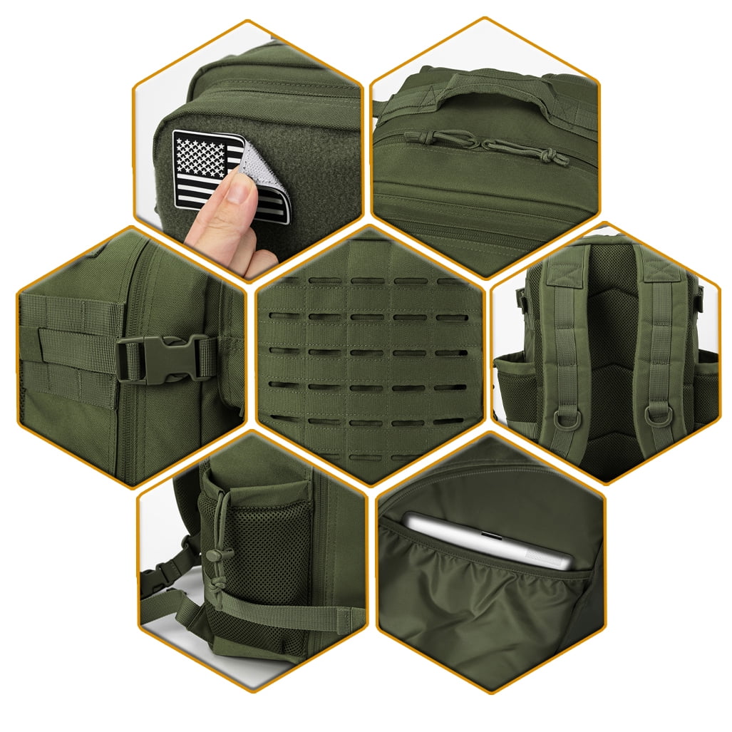 25L Molle Hiking Daypack Outdoor Backpack for Men Women Camping Travel Work Commuter Gym Bag