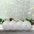 thumbnail image 4 of Glass Christmas Tree Ornaments - 80mm / 3.25" [4 Pieces] Designer Balls from Christmas By Krebs Seamless Hanging Holiday Decor (Snow White), 4 of 6