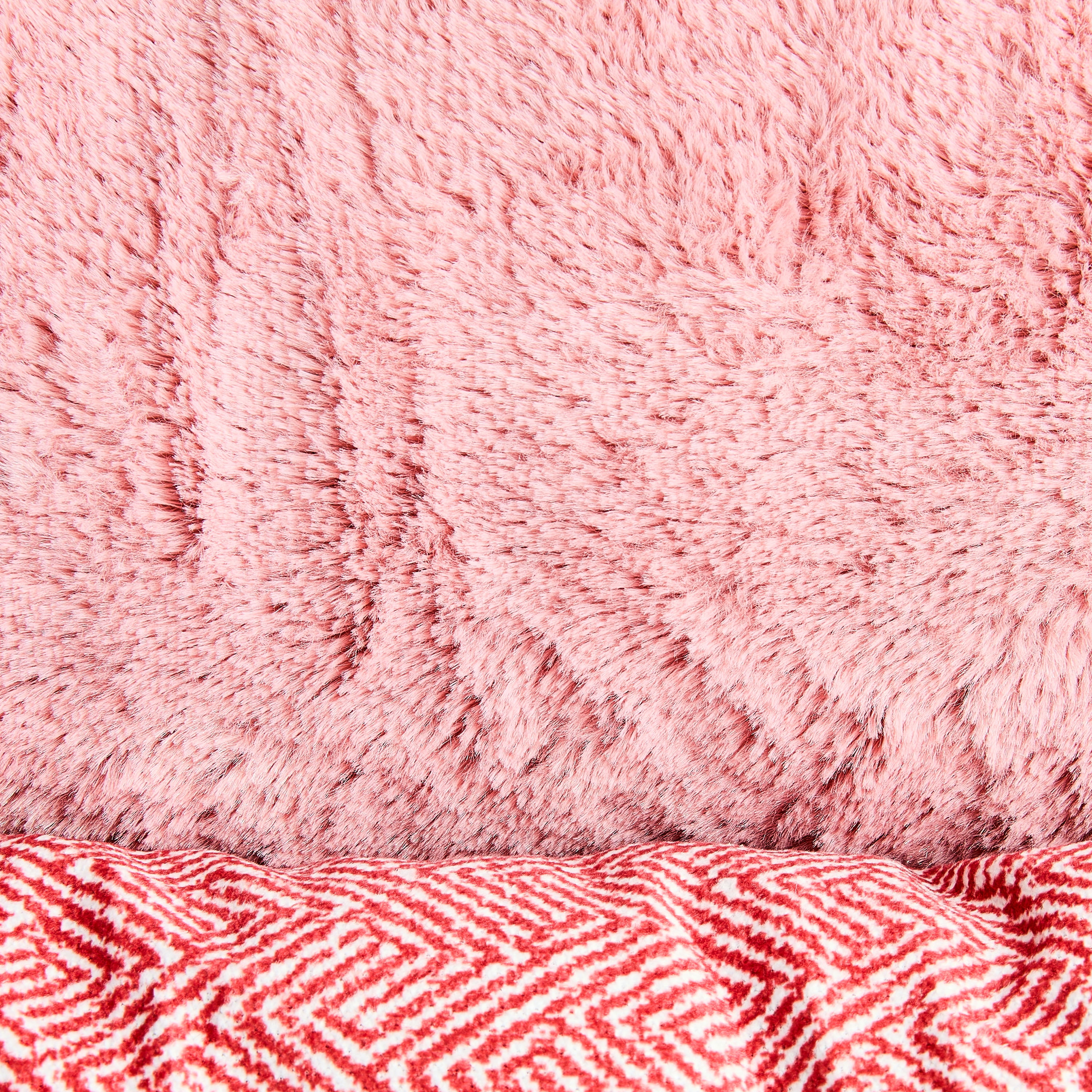 Vibrant Life Large Flannel Waffle Texture Bolster Cat or Dog Bed, Pink, 27" x 36"