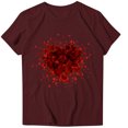 thumbnail image 2 of TIMIFIS Hauts à Manches Courtes pour la Saint-Valentin pour Femmes Mode Décontractée Col Rond Imprimé Cœur d'Amour T-Shirt d'Été Ample Col Rond, 2 of 4