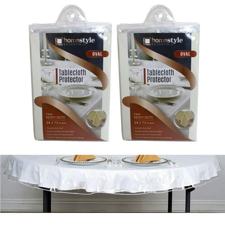 - 2 Crystal Clear Vinyl Tablecloth Protector Heavy Oval Plastic Table Cover 54X72