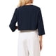 thumbnail image 3 of BLAZER BOLERO CORTO ABIERTO SIN CUELLO DE MANGA 3/4 PARA MUJERES INSPIRAR CHIC EN AZUL MARINO, 3 of 4