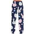 thumbnail image 3 of Domuza Easter Pajama Pants for Men Bunny Print Stretchy Trousers Elastic Waist Lounge Sleep Lightweight Trendy Loungewear Watermelon Red S, 3 of 3