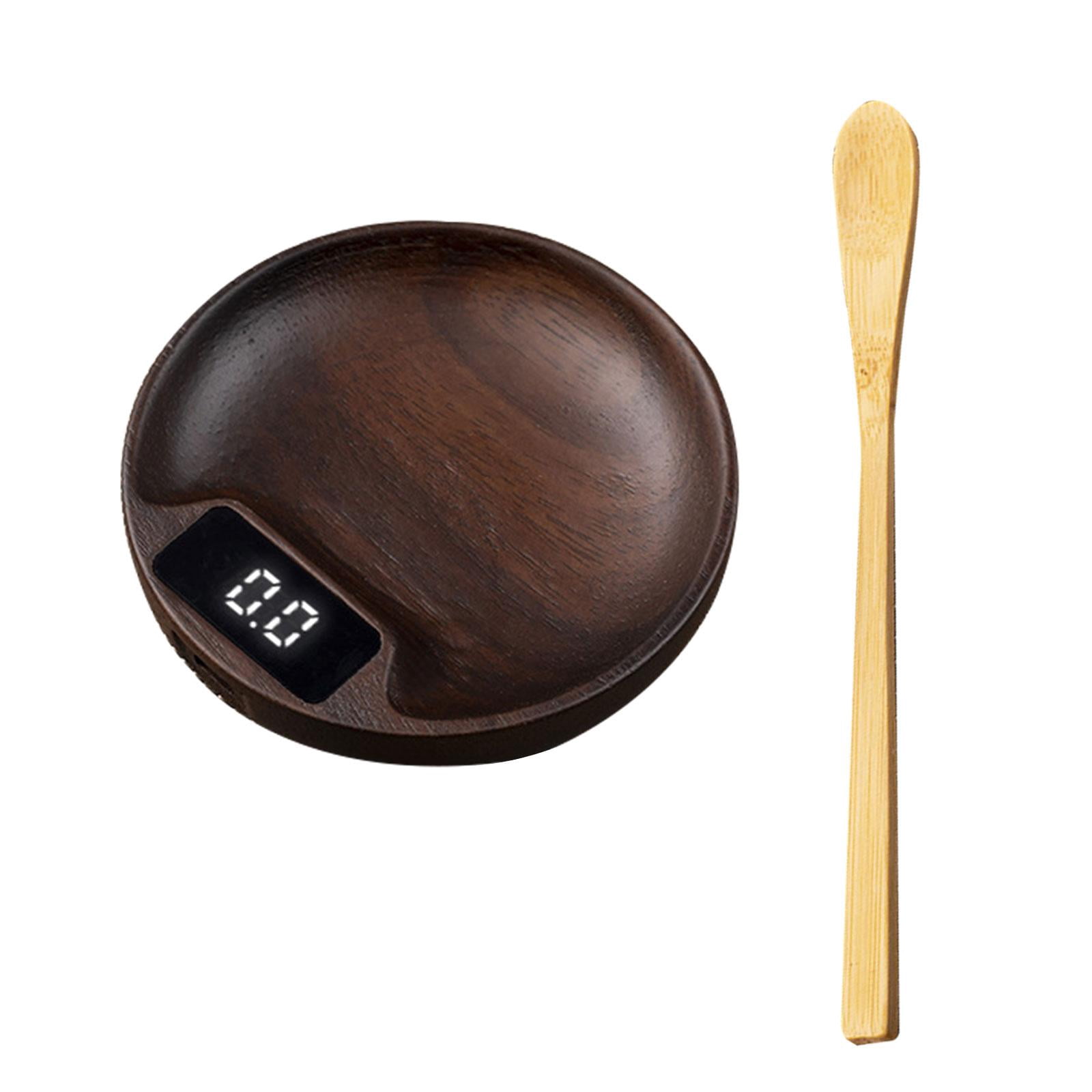 Fiocias Wood Electronic Tea Scale Birthday Gifts with Wooden Spoon High Accuracy Jewelry A