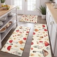 thumbnail image 2 of Red Mushroom Floral Light Beige Pattern Kitchen Rugs Sets Of 3,Kitchen Runner Rugs Non Skid Washable,Decorative Kitchen Floor Mats for Kitchen,Sink,Laundry,17"x30"+ 17"x47" + 17"x59", 2 of 6