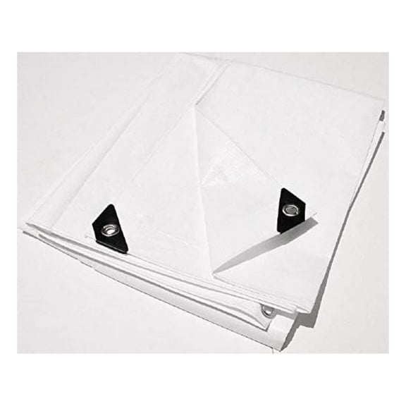 7' x 12' White Heavy Duty Waterproof 12 mil Tarp with Grommets (Finished Size Approx. 6'6" x 11'6") Canopy Tent Craft Fair Flea Market Swap Meet Booth