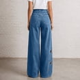 thumbnail image 6 of VBVC Women's Grommet Eyelet Jeans with Pockets , High Waisted Wide Leg Denim Pants For Women, S-2XL, 6 of 8