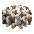 thumbnail image 4 of Cute Doberman and Dog Footprint Round Tablecloth 60"x60",Wrinkle Wipeable Table Cloth for Kitchen Dining Room Picnic Patio Party, 4 of 6