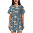 thumbnail image 1 of Balery French Bulldog Yoga Conjunto de Pijama para Mujer con Estampado, Dos Piezas de Manga Corta y Shorts, Ropa de Dormir Suave con Cuello Redondo y Bolsillos-Medium, 1 of 6