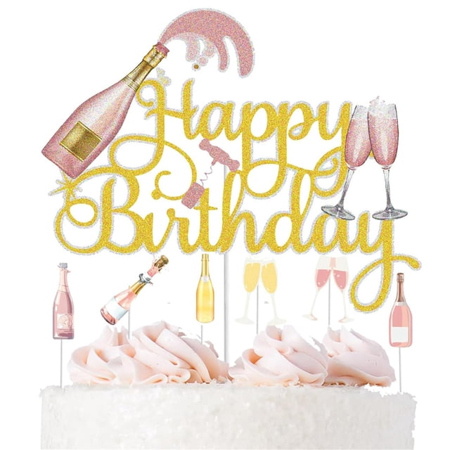 Cake Toppers HQKJGSYX 7 piezas dorado y rosa para fiesta de cumpleaños