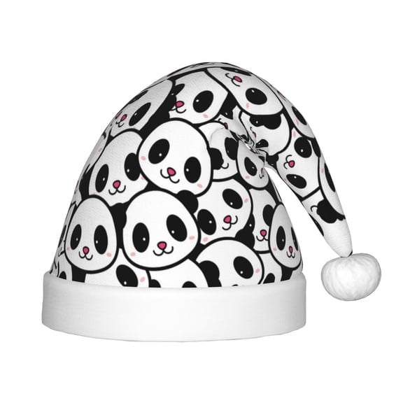 Vsdgher Cute Panda Christmas Hat, Santa Hat for Kids Xmas Holiday Hat Red Classic Christmas New Year Festive Party Supplies