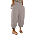 thumbnail image 3 of Hrsba Linen Pants for Women,Soft Linen Ankle Length Leisure Casual Loose Drawstring Pants for Ladies Summer Lightweight，XXXXL, 3 of 6