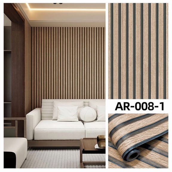3D Wood Slat Peel and Stick Wallpaper, Waterproof Self-Adhesive Vinyl Fluted Panel Decorative Film for Wall Furniture