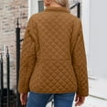 thumbnail image 7 of Women Winter Quilted Jacket Long Sleeve Button Down Puffer Barn Bomber Coat Lightweight Warm Outerwear Trendy, 7 of 7