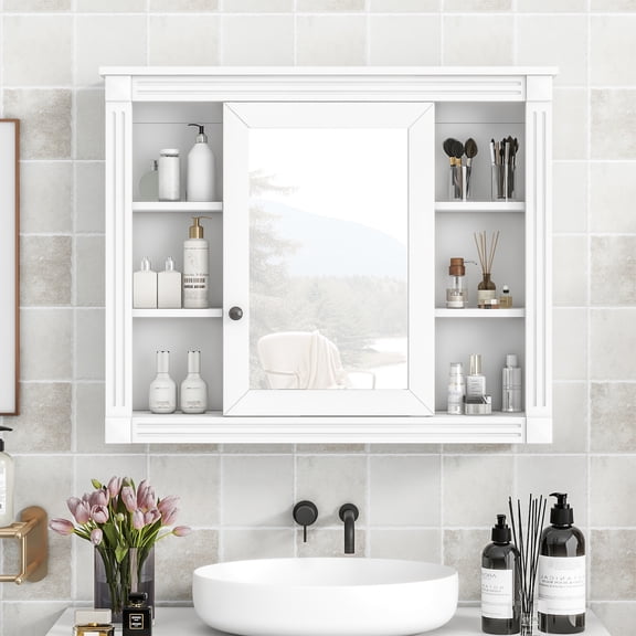 35'' X 28'' Modern Bathroom Mirror Cabinet, Concealed Privacy Compartments, Practical